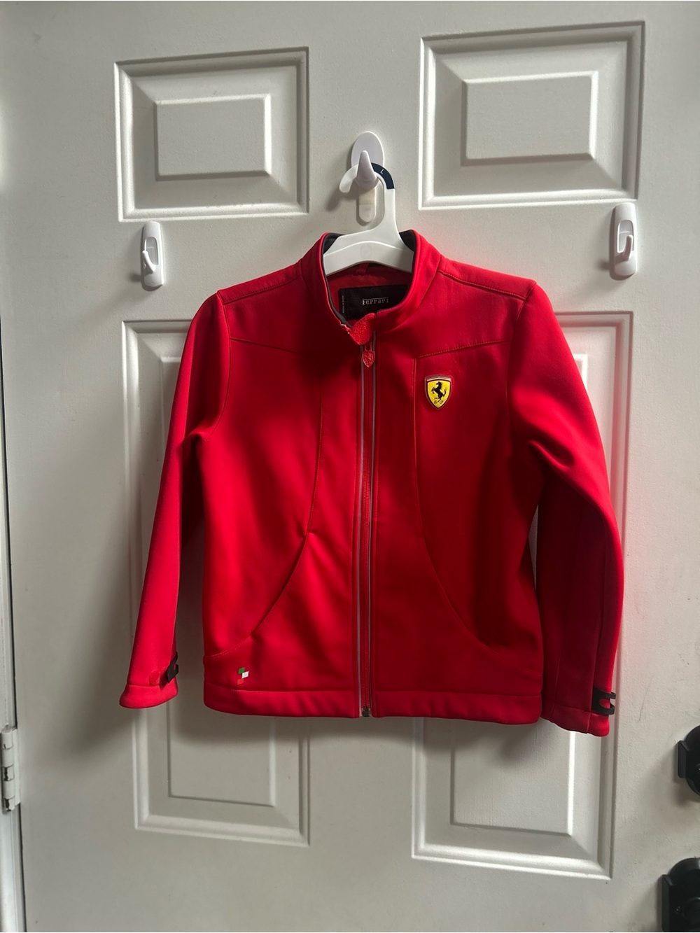 Ferrari Scuderia Boys Bright Red Full-Zip Soft Shell Jacket Sz 7-8Y